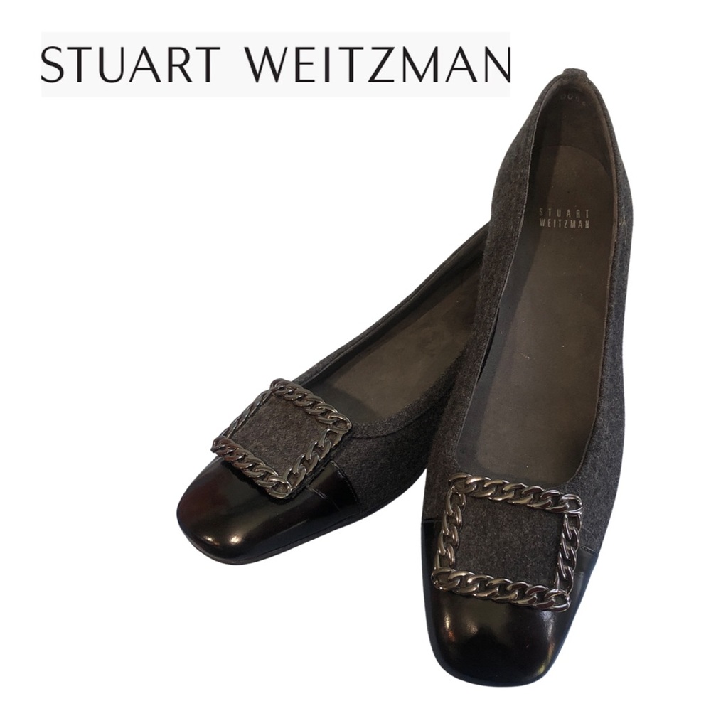 Size 11 Stuart Weiztman flats with grey wool
